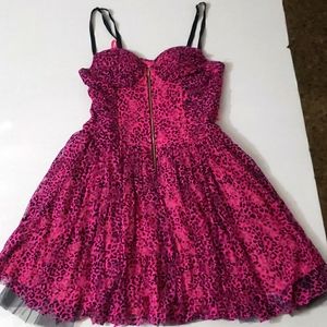 Fun pink party dress with black animal prints